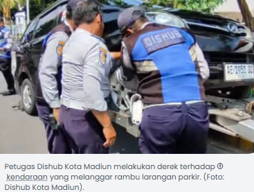 Tegas! Dishub Kota Madiun Tertibkan Kendaraan yang Melanggar Rambu