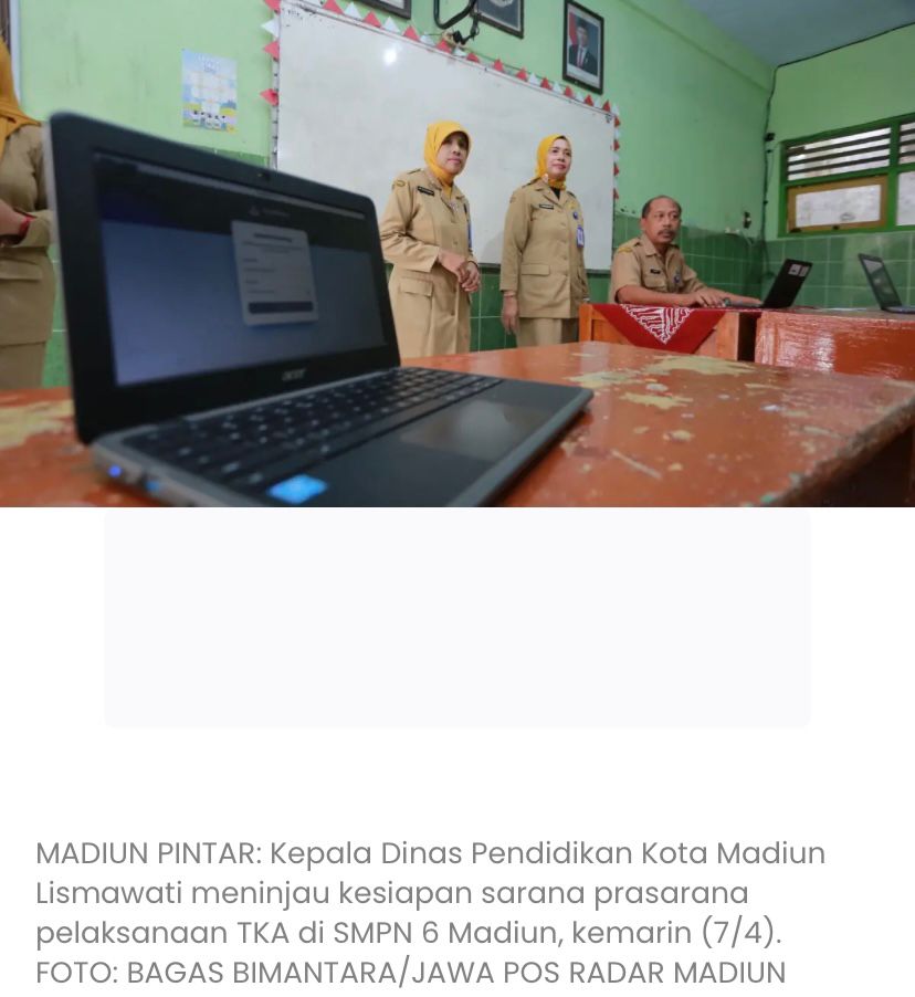 3444 Siswa SMP di Madiun Jalani TKA Hari Ini, Ujian Online Diawasi CCTV