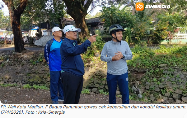 Plt Wali Kota Madiun Gowes Cek Fasilitas Umum, Pastikan Kebersihan hingga Kondisi Infrastruktur