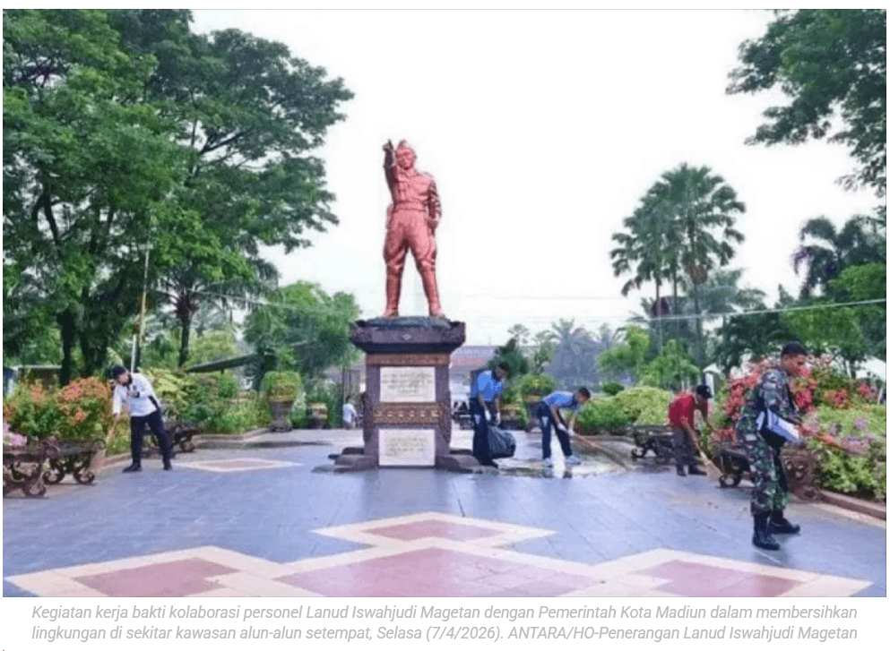 Lanud Iswahjudi Pemkot Madiun kolaborasi bersihkan kawasan Alun Alun