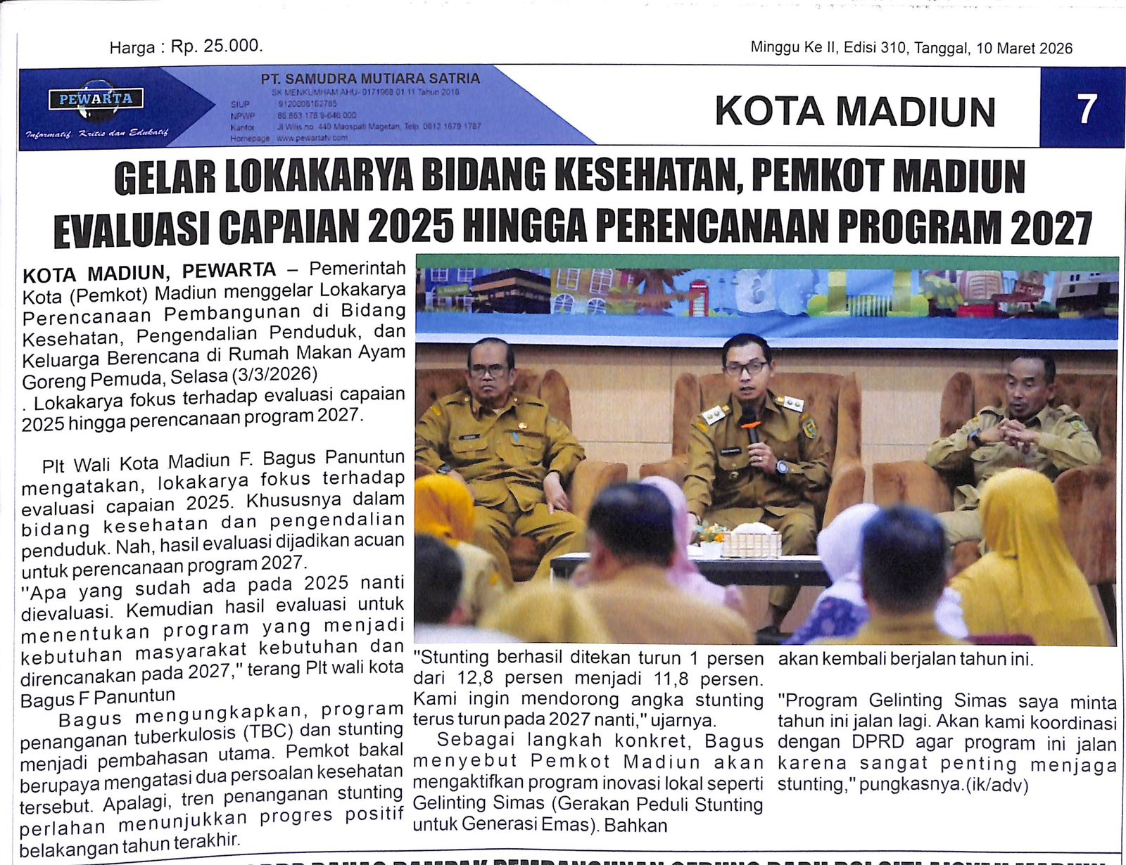 Gelar Lokakarya Bidang Kesehatan, Pemkot Madiun Evaluasi Capaian 2025 Hingga Perencanaan Program 2027