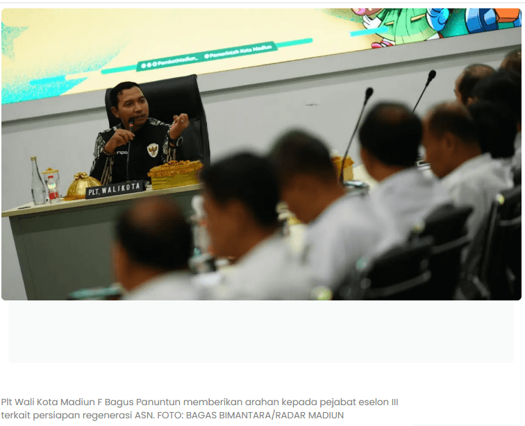 Regenerasi Pejabat Pemkot Madiun Disiapkan, Sistem Merit Diperkuat