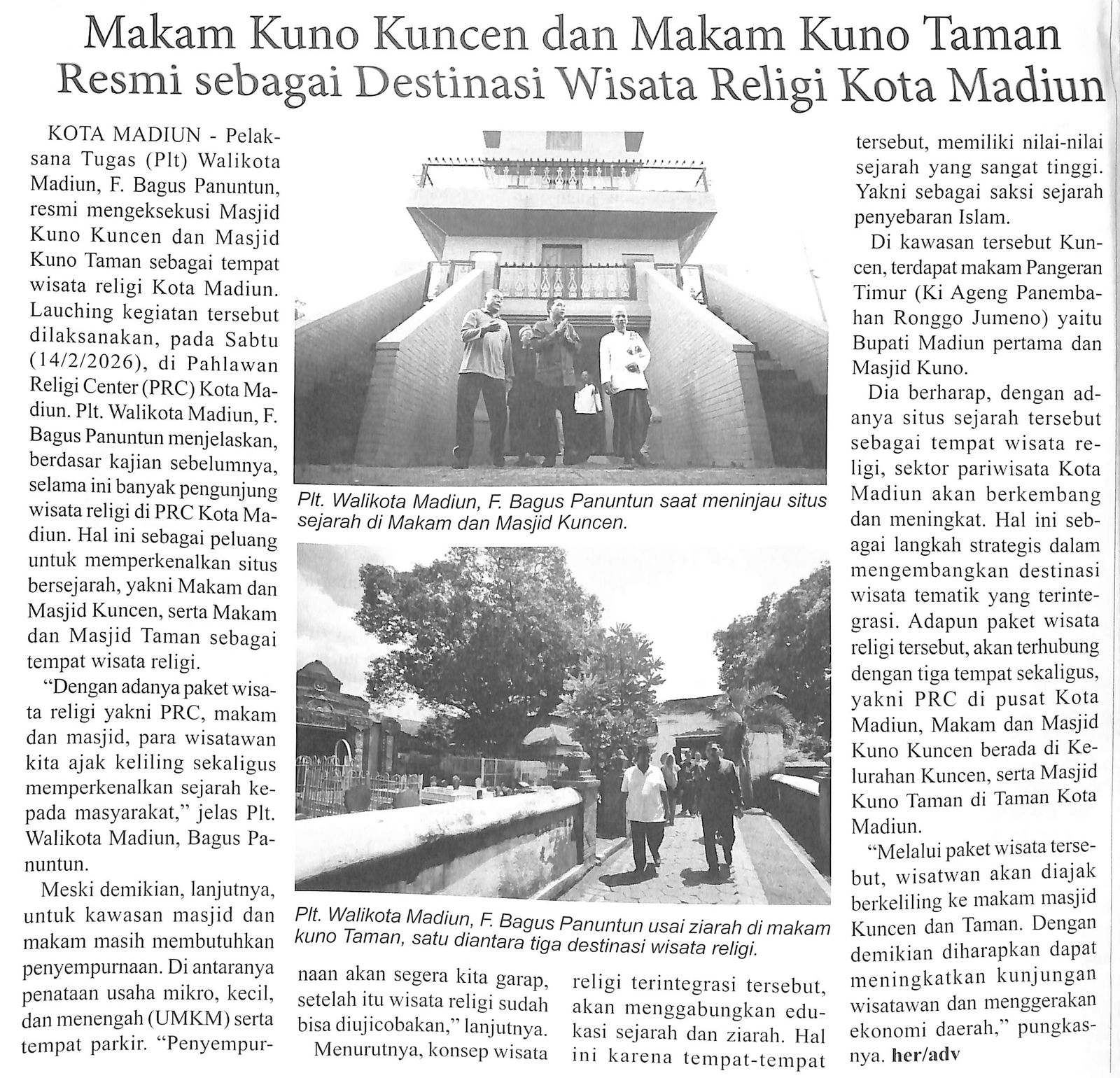 Makam Kuno Kuncen dan Makam Kuno Taman Resmi sebagai Destinasi Wisata Religi Kota Madiun