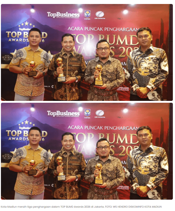 Kota Madiun Borong 3 Penghargaan Nasional di TOP BUMD Awards 2026