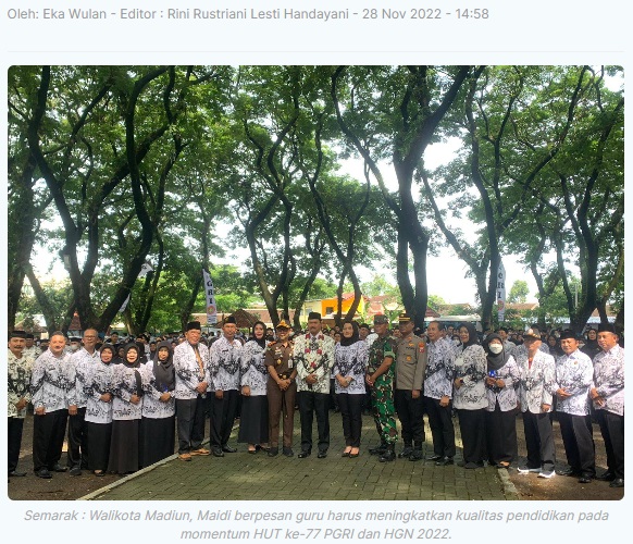 HUT ke-77 PGRI dan HGN, Ini Pesan Walikota Madiun