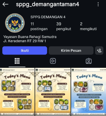 Usai Dugaan Keracunan Siswa, Postingan Menu MBG SPPG Demangan 4 Madiun Hilang dari Instagram
