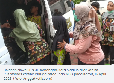 Diduga Keracunan MBG, Belasan Siswa SDN 01 Demangan Kota Madiun Dilarikan ke Puskesmas