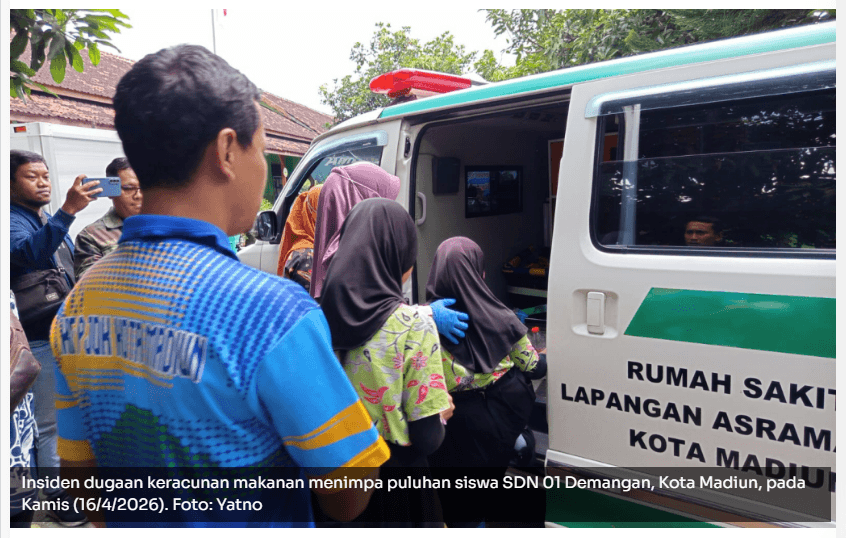 Belasan Siswa SDN 01 Demangan Madiun Diduga Keracunan MBG, Sampel Menu Diuji di Laboratorium