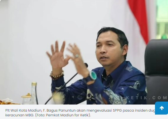Pasca Insiden Dugaan Keracunan MBG, Plt Wali Kota Madiun Akan Evaluasi SPPG