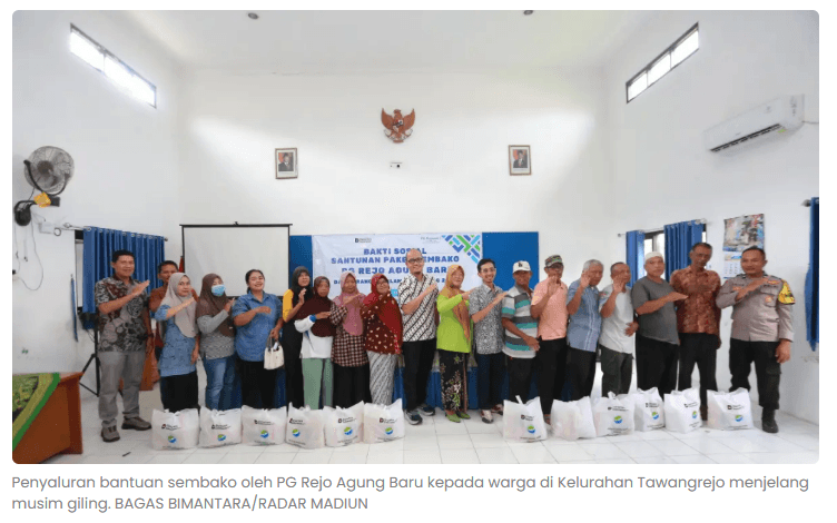 PG Rejo Agung Baru Bagikan 375 Sembako, Target Produksi 60 Ribu Ton Gula