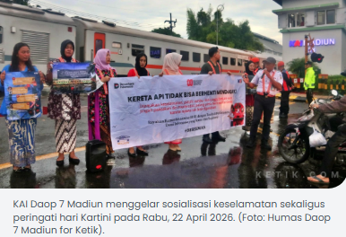 Gunakan Kebaya, KAI Daop 7 Madiun Gelar Sosialisasi Keselamatan sekaligus Peringati Hari Kartini