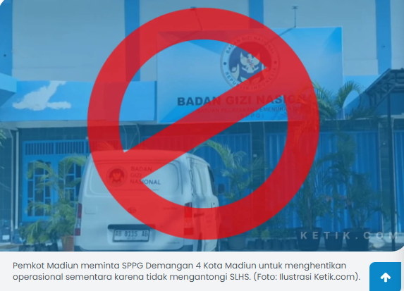 Tak Kantongi SLHS, Pemkot Madiun Minta Operasional SPPG Demangan 4 Dihentikan