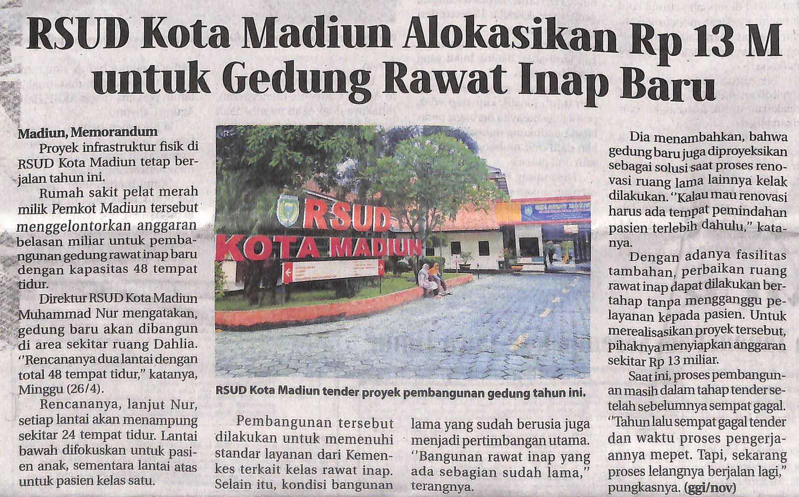 RSUD Kota Madiun Alokasikan Rp 13 M untuk Gedung Rawat Inap Baru