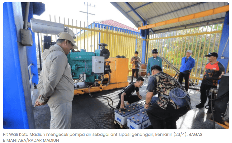 Antisipasi Banjir, Plt Wali Kota Madiun Cek Pompa Air dan Drainase