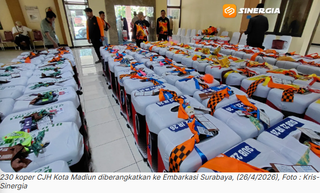 Pengumpulan Koper CJH Kota Madiun 2026 Tuntas, 230 Koper Dikirim ke Embarkasi Surabaya