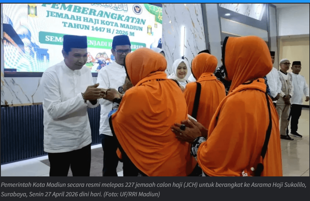 Pemkot Madiun Berangkatkan 227 Jemaah Haji ke Embarkasi Surabaya