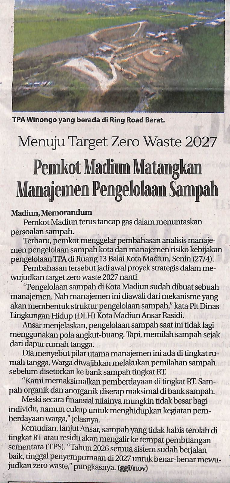 Menuju Target Zero Waste 2027 Pemkot Madiun Matangkan Manajemen Pengelolaan Sampah