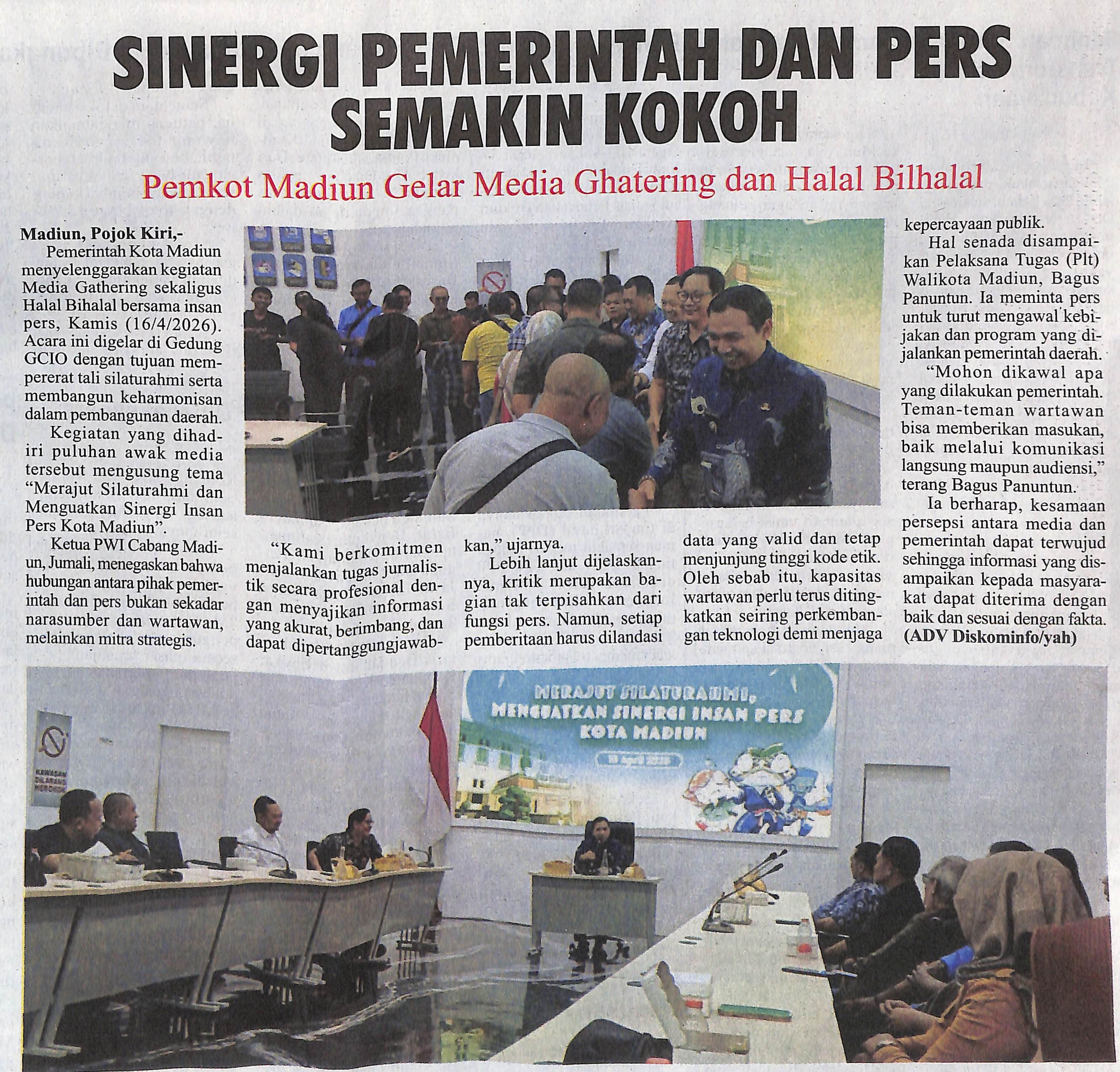 Sinergi Pemerintah dan Pers Semakin Kokoh Pemkot Madiun Gelar Media Ghatering dan Halal Bilhalal