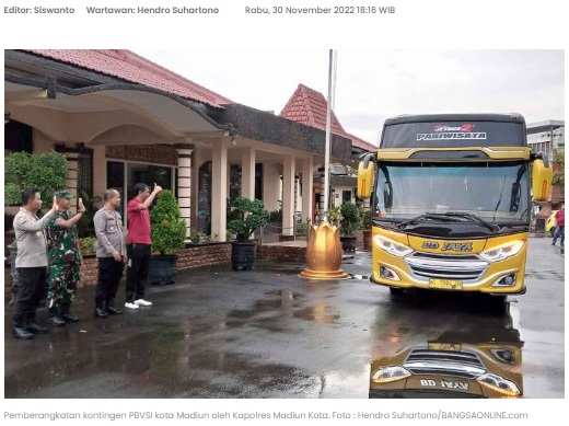 Berangkatkan Atlet Kejurda Voli U-19, Kapolres Madiun Kota Berikan Arahan dan Motivasi