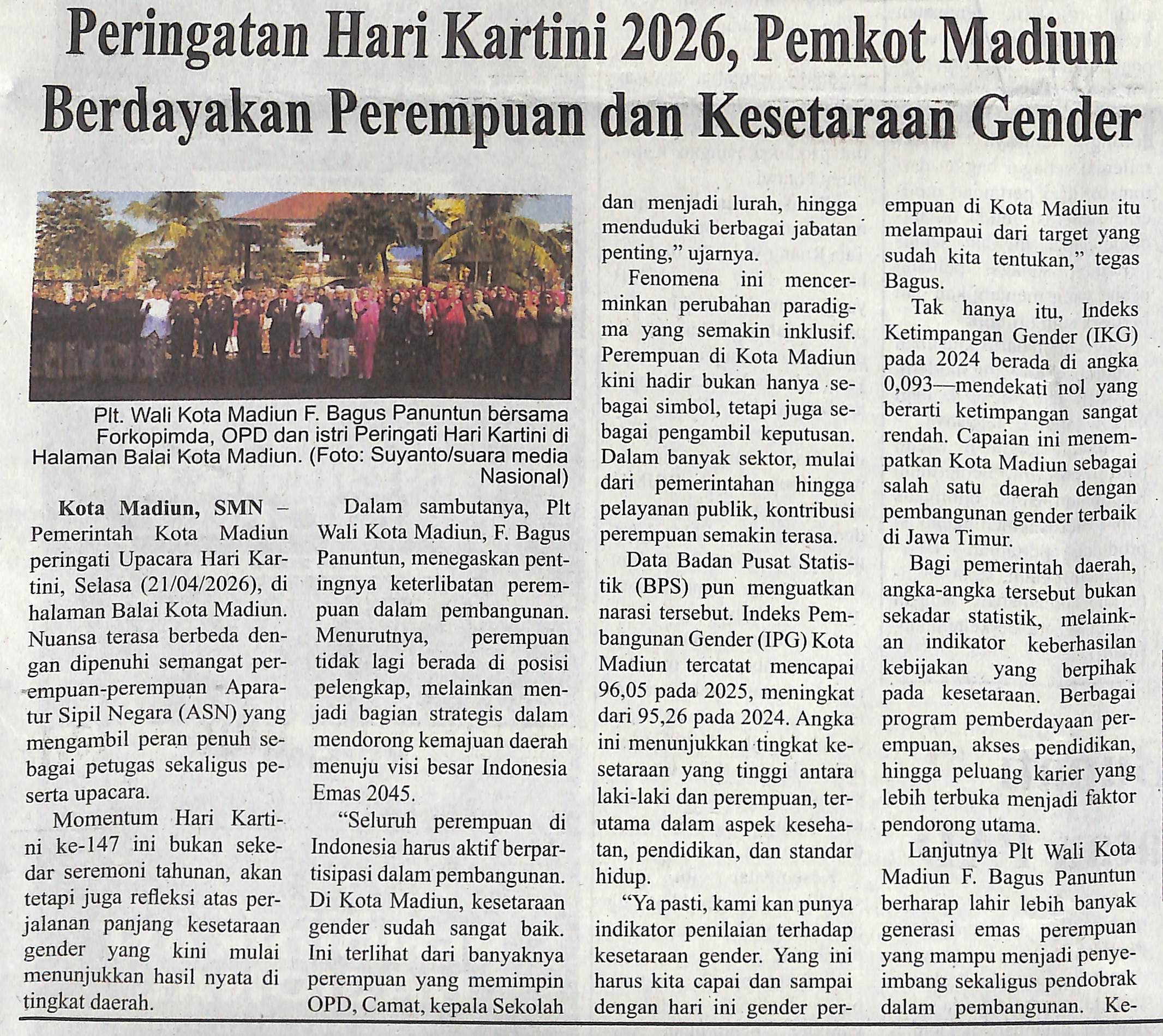Peringatan Hari Kartini 2026, Pemkot Madiun Berdayakan Perempuan dan Kesetaraan Gender