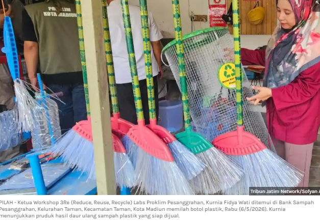 Atasi Darurat Sampah Kota Madiun, Warga Kelurahan Taman Sulap Plastik Jadi Furnitur Bernilai Jutaan