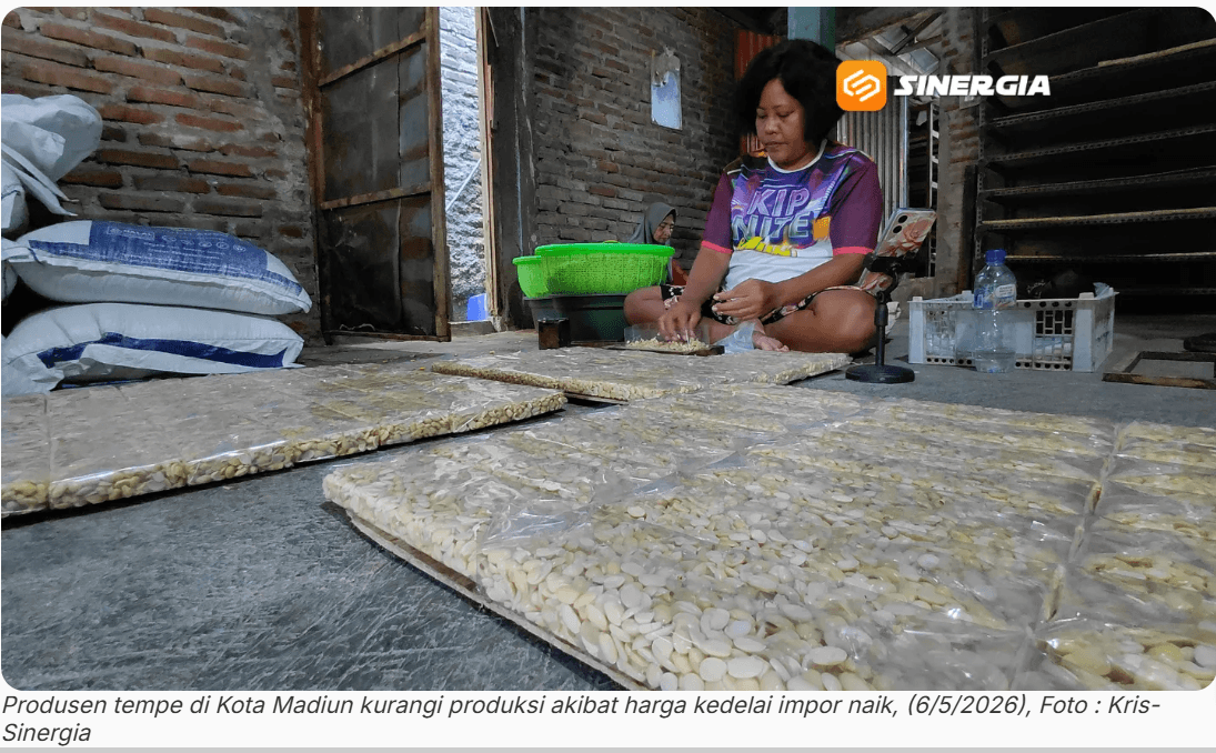 Harga Kedelai Impor Naik, Produsen Tempe di Kota Madiun Kurangi Kapasitas Produksi