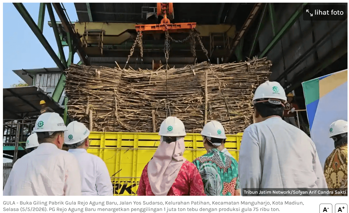 Musim Giling 2026 Dibuka, Pabrik Gula Rejo Agung Baru Kota Madiun Perkuat Kemitraan dengan Petani