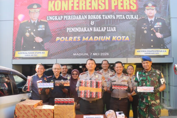 Polres Madiun Kota Bongkar 3,1 Juta Rokok Ilegal dan Gagalkan Dugaan Aksi Balap Liar di Jiwan