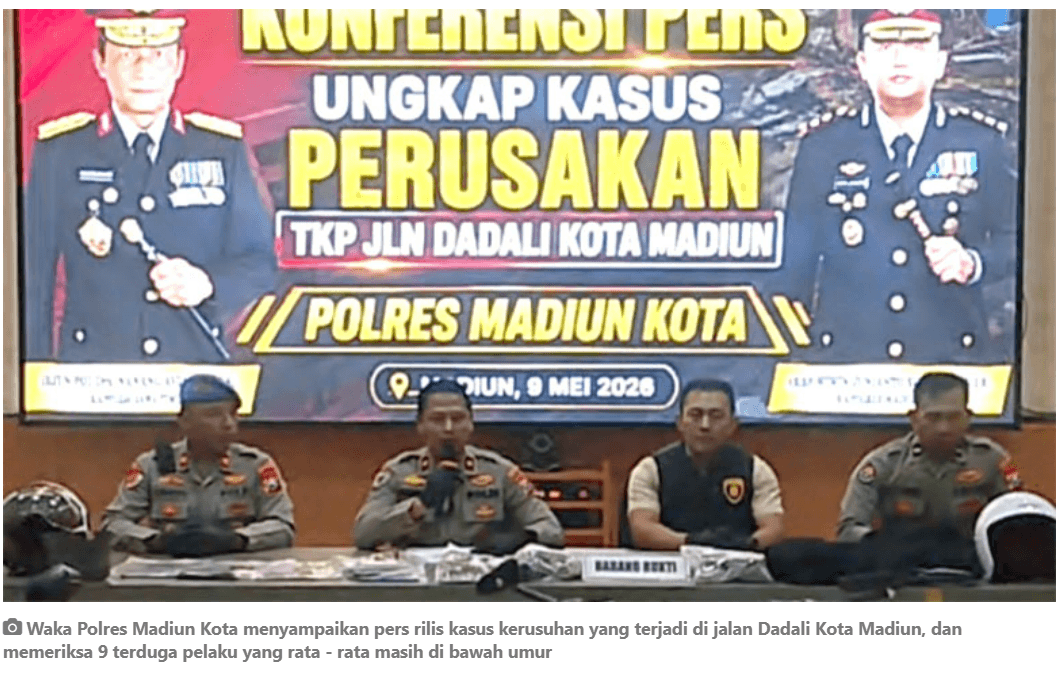 Kerusuhan di Jalan Dadali Kota Madiun, Polisi Periksa Sembilan Orang Terduga Pelaku