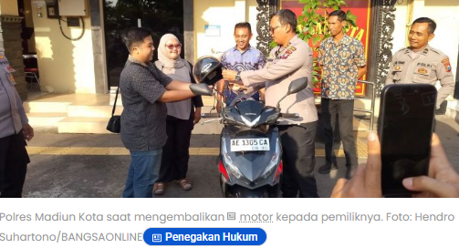 Polres Madiun Kota Tangkap Dua Pelaku Curanmor, Mobil dan Motor Dikembalikan ke Pemilik