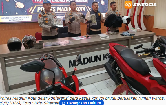 Konvoi Puluhan Motor Rusak Rumah Warga di Kota Madiun, Polisi Bekuk 9 Terduga Pelaku