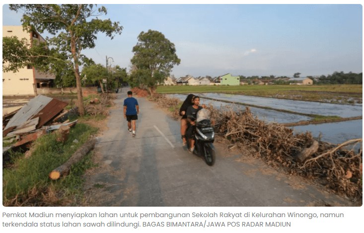 Sekolah Rakyat di Kota Madiun Terkendala Status Lahan Sawah Dilindungi