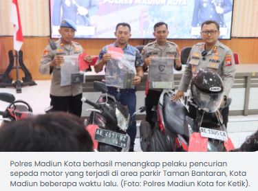Masih Ingat Motor Hilang di Taman Bantaran, Pelakunya Kini Diciduk Polres Madiun Kota