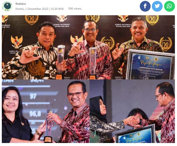 Pemkot Madiun Raih Dua Penghargaan KI Awards