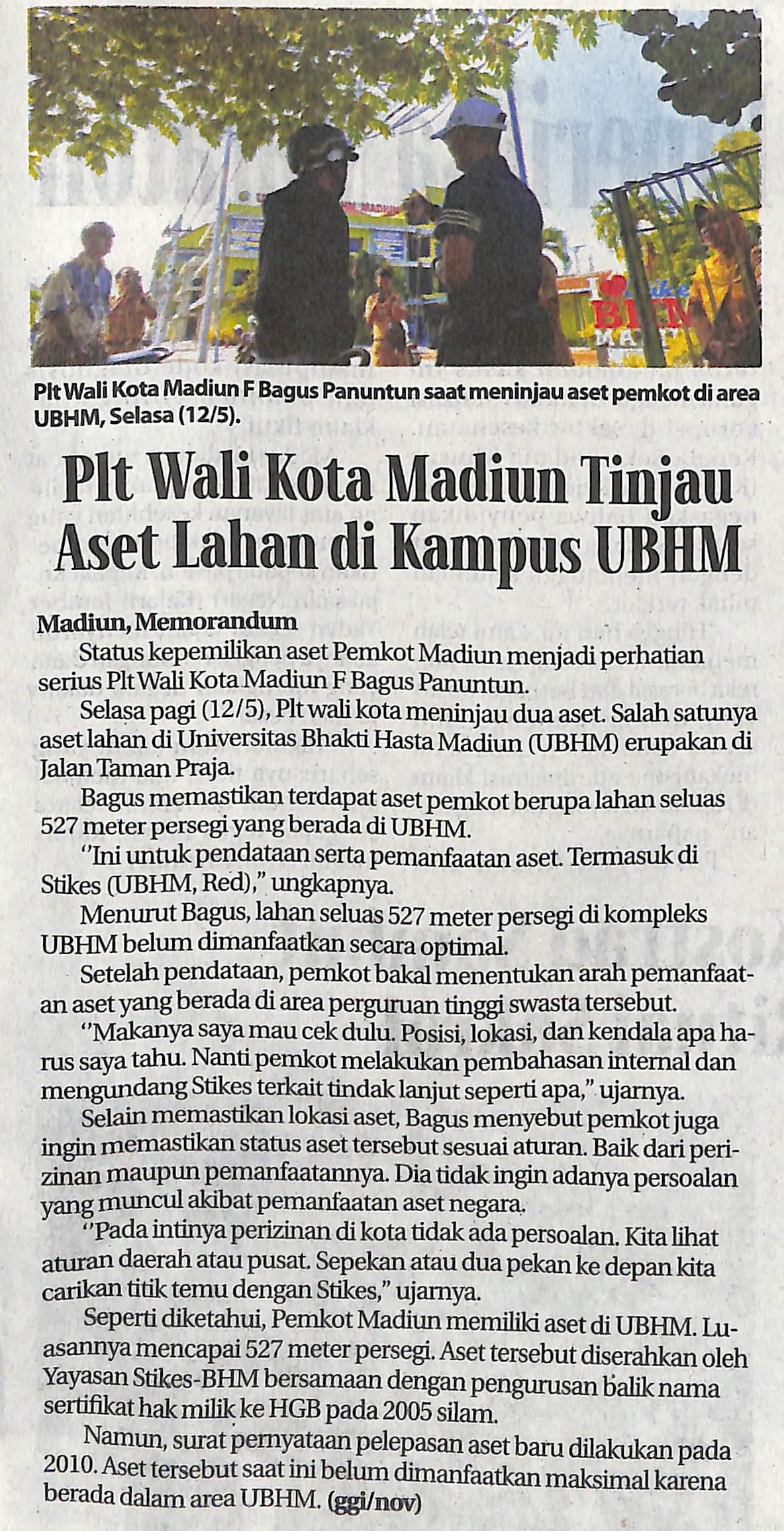 Plt Wali Kota Madiun Tinjau Aset Lahan di Kampus UBHM