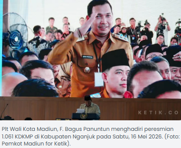 Dukung Program Pemerintah Pusat, Plt Wali Kota Madiun Hadiri Peresmian 1.061 KDKMP Nasional di Nganjuk
