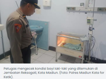 Polisi Dalami Penemuan Bayi di Kota Madiun, Sang Ibu Diduga Alami Baby Blues