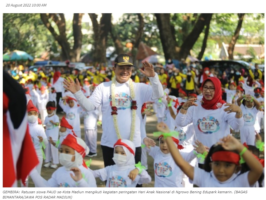 Ratusan Siswa PAUD di Kota Madiun Rayakan Hari Anak Nasional di Ngrowo Bening