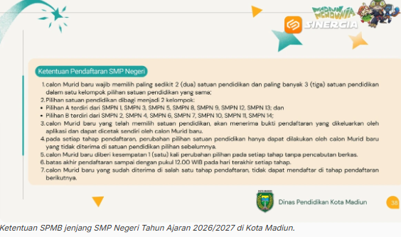 SPMB SMP Negeri Kota Madiun 2026 Dibuka Juni, Dindik Terapkan Dua Rayon dan Prioritaskan Siswa Dalam Kota