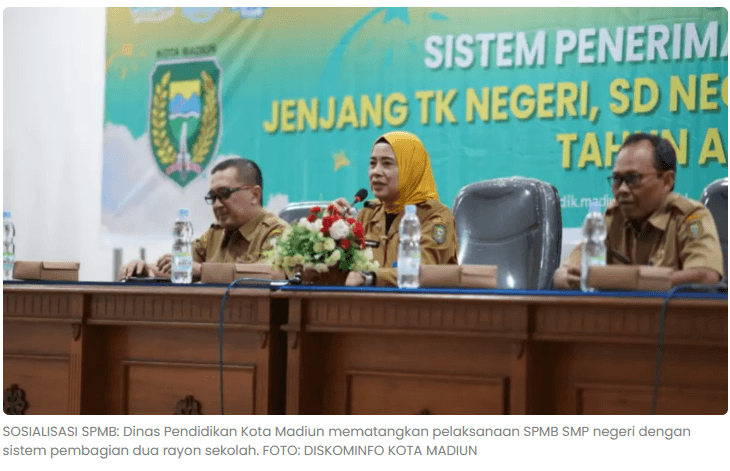 SPMB SMP Kota Madiun Dibagi Dua Rayon, Siswa Wajib Pilih Satu Kelompok