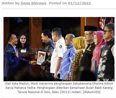 Wali Kota Maidi Raih Penghargaan Satyalancana Dharma Aditya Karya Mahatva Yodha