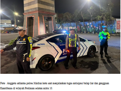 Satlantas Polres Madiun Kota Intensifkan Patroli Blue Light, Antisipasi Balap Liar dan Gangguan Kamtibmas