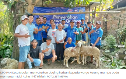PAN Kota Madiun Sembelih 12 Kambing Kurban, Daging Dibagikan ke Warga Kurang Mampu