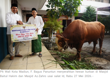 Plt Wali Kota Madiun Serahkan Hewan Kurban Bantuan Presiden Prabowo