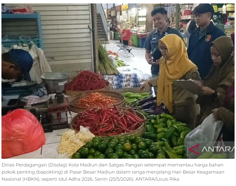 Disdag dan Satgas Pangan Madiun pantau harga bahan pokok relatif stabil