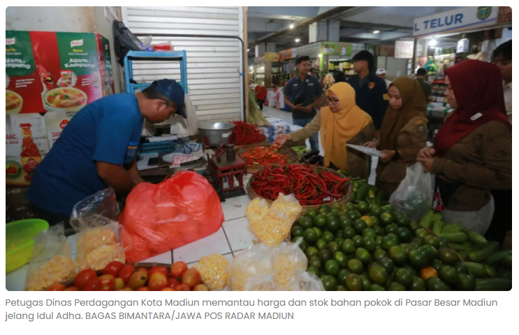 Disdag Kota Madiun Sidak Pasar, Pantau Lonjakan Harga Bapokting
