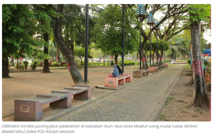Alun-Alun Kota Madiun Ditata Ulang, Paving dan Taman Dibenahi Tahun Ini