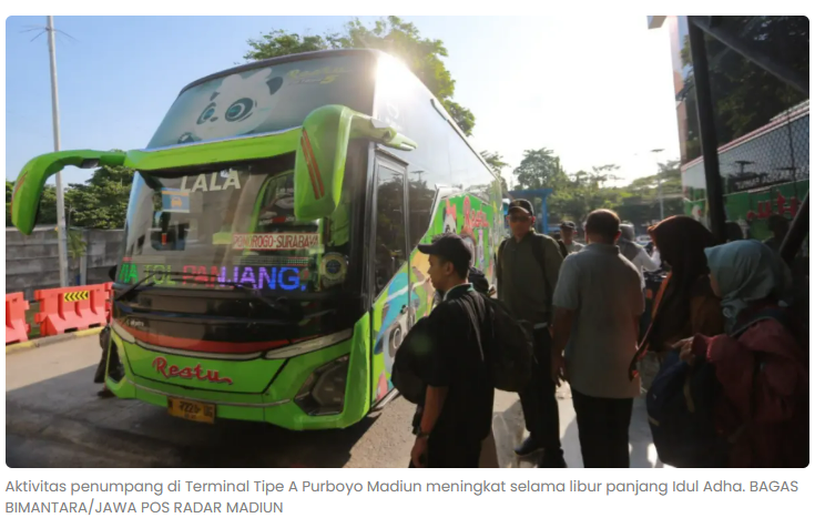 Lonjakan Penumpang di Terminal Purboyo Madiun, 15 Bus Tambahan Disiagakan