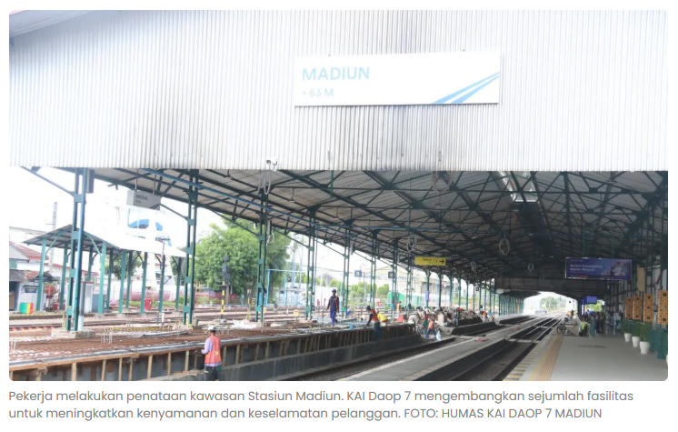 Stasiun Madiun Dipermak Besar-Besaran, Peron Dibangun dan Area Parkir Diperluas