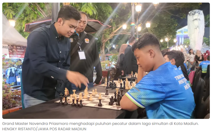 GM Novendra Pulang Kampung, Turnamen Catur di Madiun Diikuti 836 Peserta